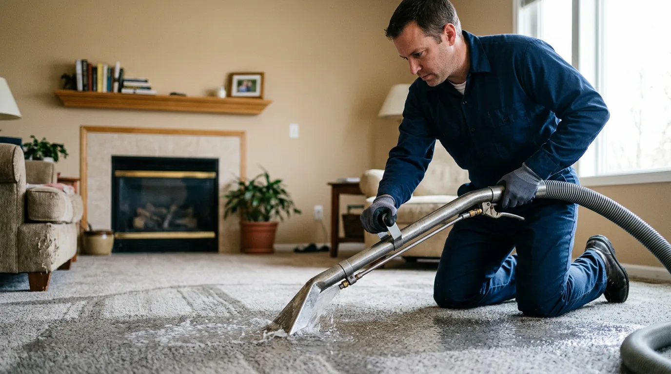 Water damage restoration technician working near Fulton, NY